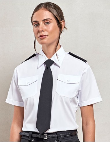 P-PR312-Womens Pilot Shirt Short Sleeve